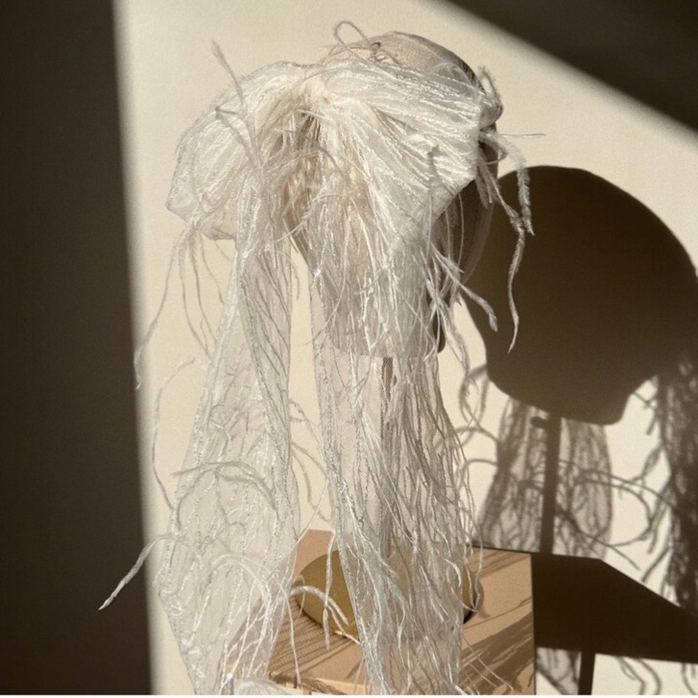 Aura Bridal Ostrich Feather Bow Clip- bridal